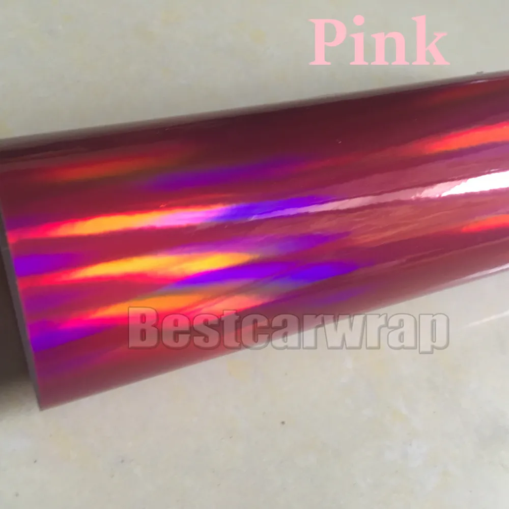 Różne kolor chromowy holograficzny folia winylowa do samochodu Zawijanie z bańki powietrza Darmowe tęczowe kameleon Chrome Wrap Laser Folia 1,52x20m / 5x67ft