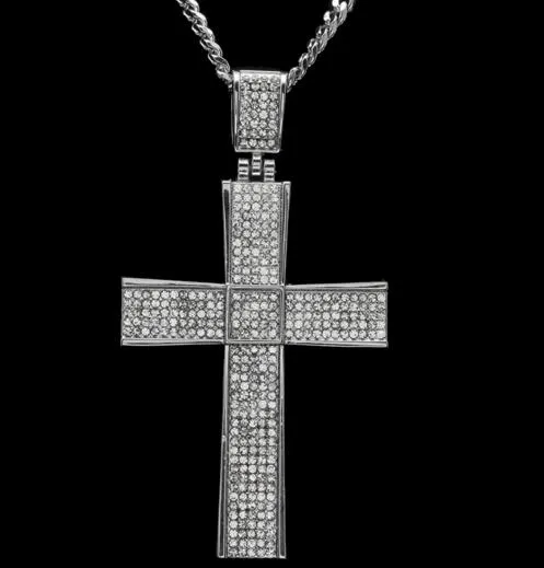 HIP-HOP volle Wasser Diamant großen Kreuzanhänger europäischen und amerikanischen Schmuck Männer Hip-Hop-Halskette