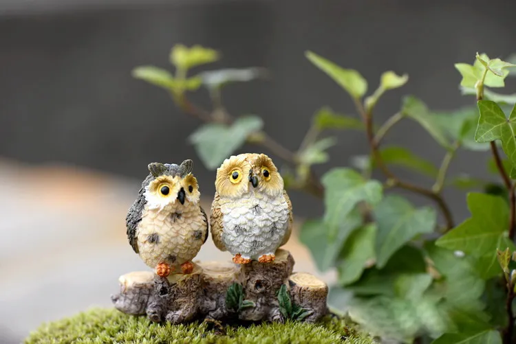 4 style Owl birds animal Crafts & Gifts micro mini fairy garden miniatures figurines Action Figure Toys ornament terrarium