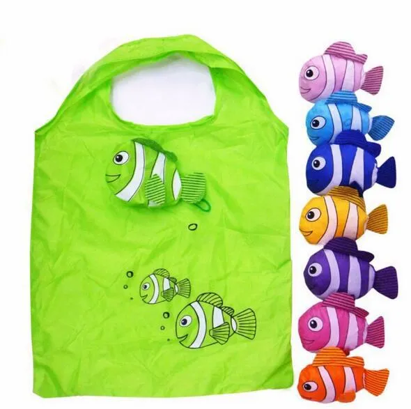 Hot-Selling Mic Nya Många färger Tropiska Fisk Fällbara Eco Reusable Lady Shopping Bags 38cm x58cm Väskor Luggages Hanbags