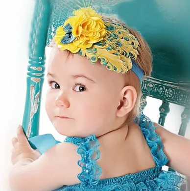 1 stücke Baby Haarband Feder Blume Haar Bogen Kopf Band Baby Mädchen Haar Zubehör Baby Mädchen Stirnbänder Verband Auf kopf Kinder