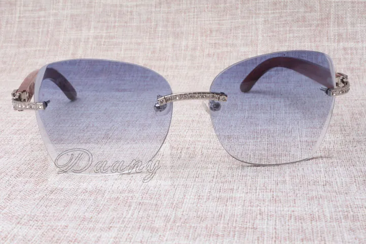 High Quality Metal Diamond Wooden Sunglasses With Natural