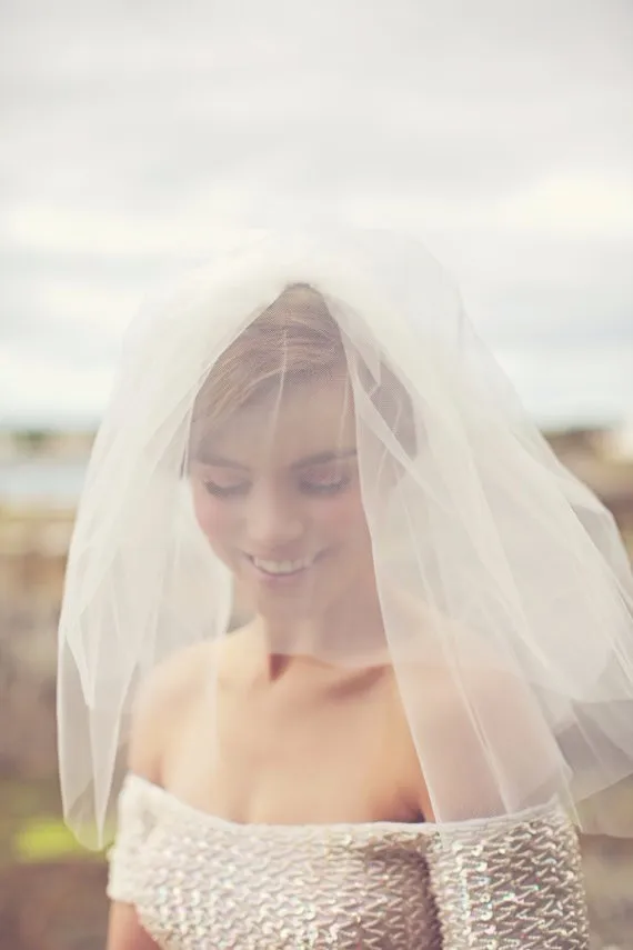 Hot Sale White Bridal Veils 2017 Tulle Wedding Veils Wedding Accessories Veils Short Voiles Robe de Mariage