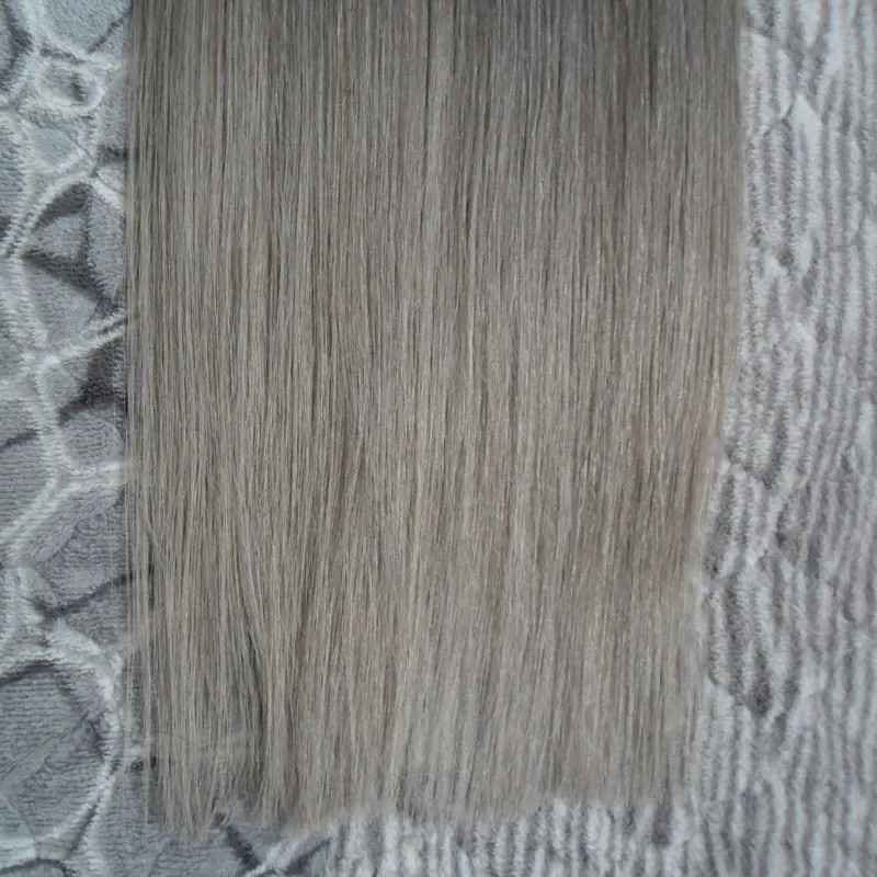 Virgem brasileira extensões de cabelo em linha reta cinza prata 40 peças de fita em extensões de cabelo humano 100g remy fita em extensões do cabelo