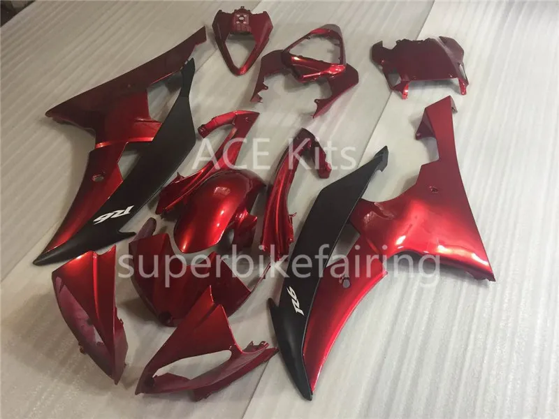 Stampo ad iniezione Nuove carenature Yamaha YZF-R6 YZF600 R6 08 15 R6 2008-2015 Kit carenatura moto carrozzeria plastica ABS Rosso aq