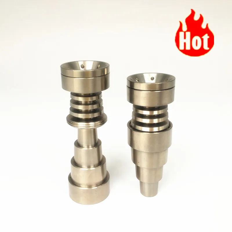 Fully Adjustable Titanium Nails 6 in 1 fit for 10/14/18mm Female and male joint glass pipe 3 parts Domeless Titanium Nail Carb Factory Price