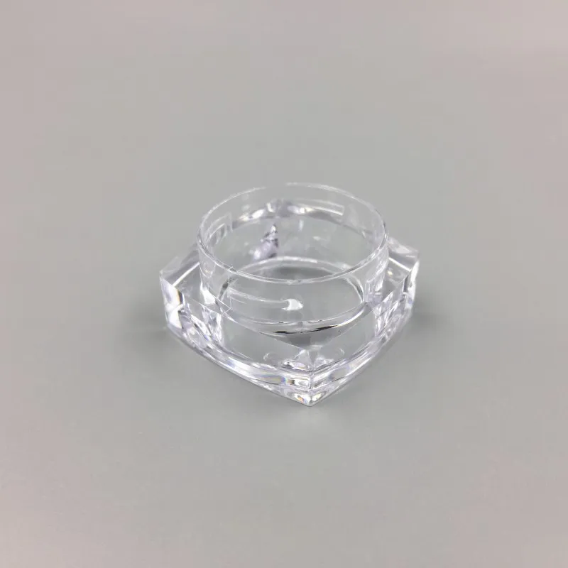 3Gram Plastic Jar Square Shape Clear Pot Black Cap Cosmetic Sample Eyeshadow Lip Balm Container Nail Art Piece Glitter Bottle