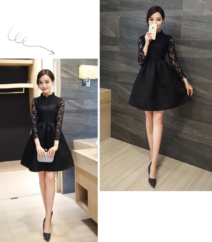 Little Black Cocktail Dresses: High Neck Long Sleeve... From Newdeve,  $32.17 | DHgate.Com