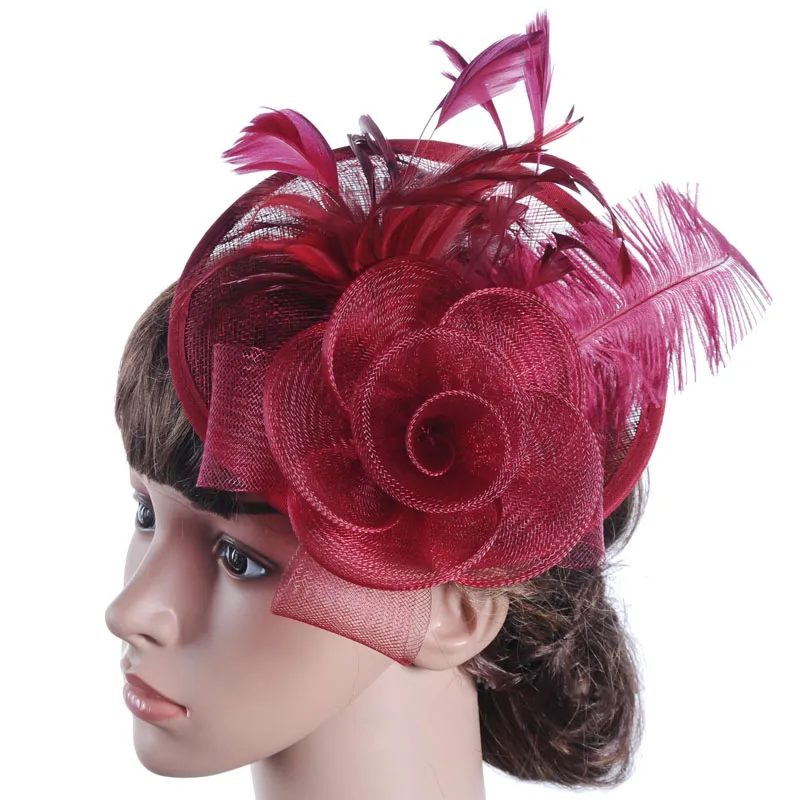 Exklusiv Lady Hat Cambric/Ostrich Hair High-End Hats Party Hats for Wedding Halloween Party med gratis frakt