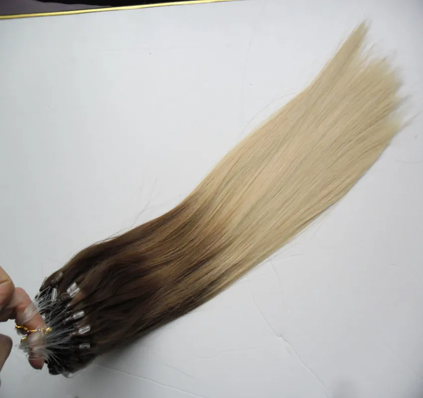 Ombre extensions de cheveux humains grade 8a droite micro boucle extensions de cheveux humains 100g/pc 10 