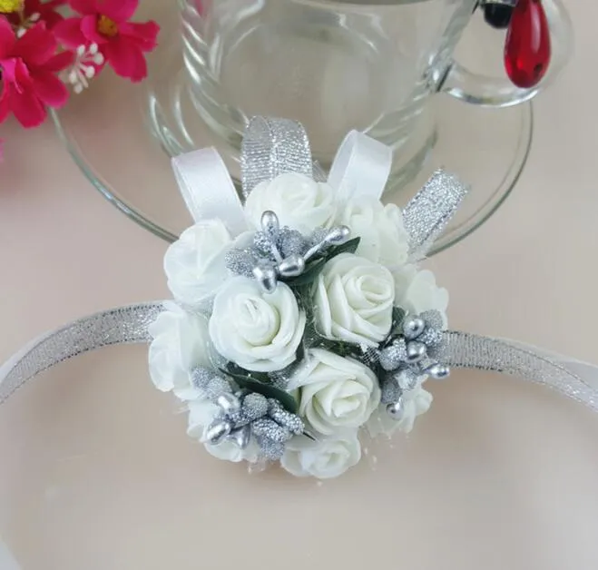 Flor de Pulso criativo Dama de Honra Irmãs mão flores Artificial Noiva Flores Decoração de Casamento Flor