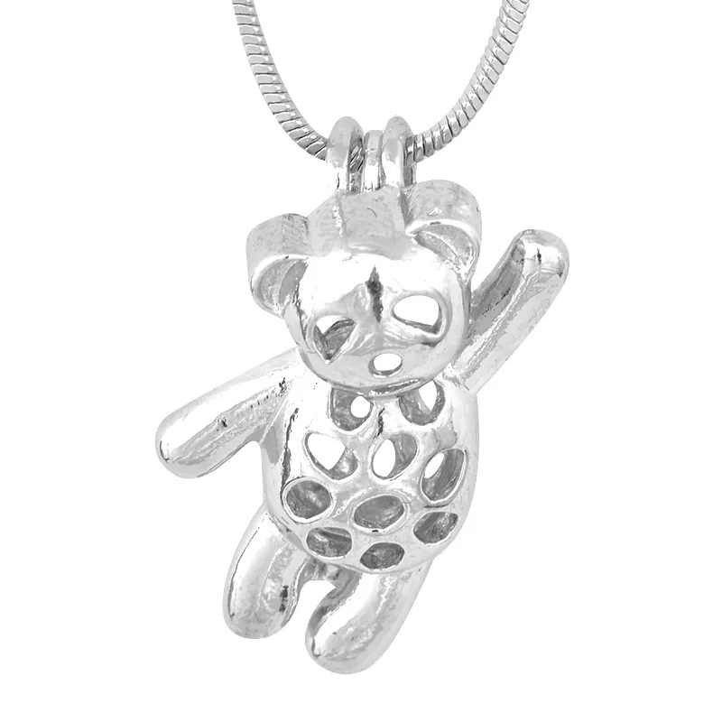 18kgp Mignon Ours Cage Pendentif Petit Panda Style Perle Gemme Perle Médaillon Pendentif Montage Pour DIY Collier Bracelet Fabrication De Bijoux Accessoire