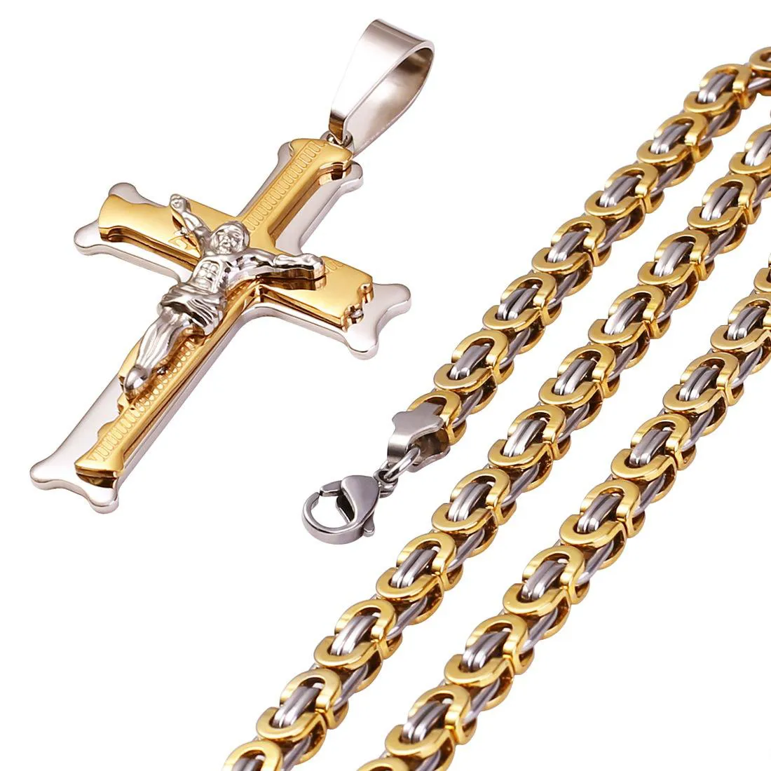 Acier inoxydable Mens Croix pendentif colliers Christian Jesus crucifix Collier de charme pour les femmes Mode Hip Hop bijoux accessoires