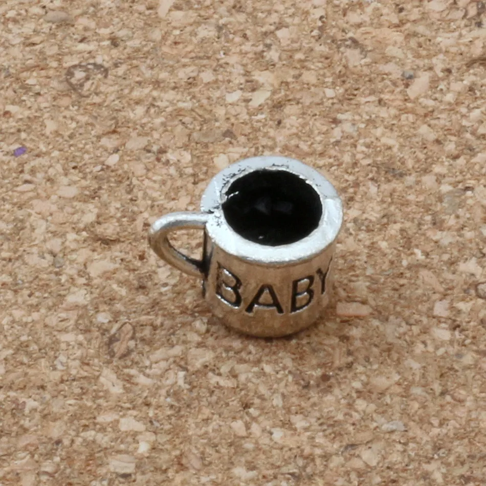 100 sztuk Antique Srebrny Stop Cynkowy 3D Baby Cup Charms Wisiorki Do Biżuterii Dokonywanie bransoletka Naszyjnik DIY Akcesoria 12x9mm