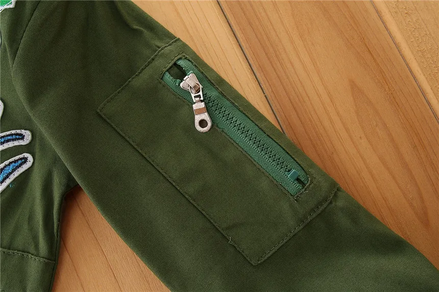 Autunno Cappotti bambini Giacca verde militare Giacca stampata in cartone animato ragazze 2-7T Abbigliamento bambini Capispalla Giacche a vento ragazze Soprabito