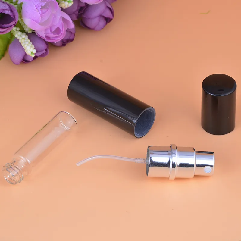 Free DHL 5ML Mini Portable Aluminum Glass Perfume Bottles With Spray Atomizer Empty Parfum Essential Oil Container 