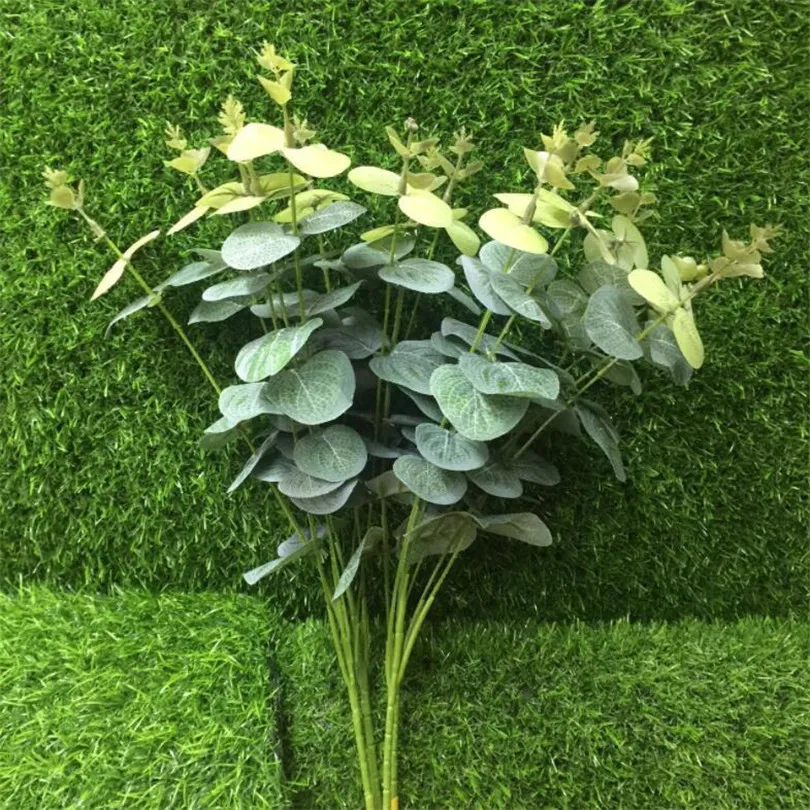 Plante d'eucalyptus artificielle, Simulation de verdure, pièces d'eucalyptus vertes, plantes en plastique, 47cm, pour décoration murale verte