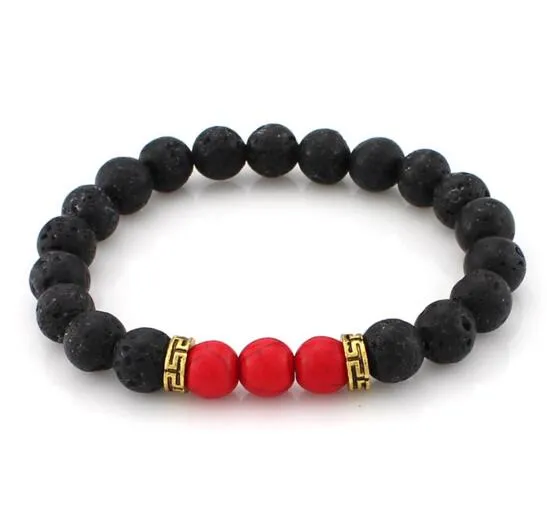 Bracciale Chakra Bracciale da uomo con perline di lava nera Bracciale equilibrio curativo Reiki Buddha Preghiera Bracciale Yoga in pietra naturale donna