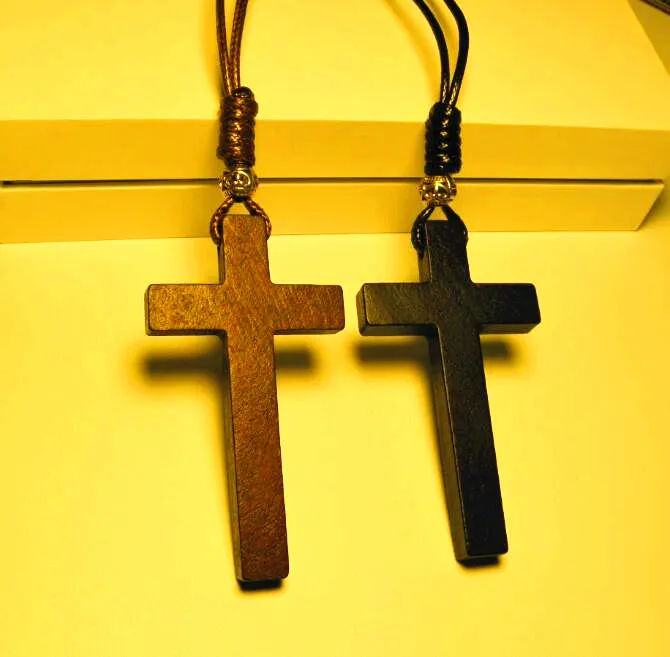 Cristianismo jesus cruz de madeira pingente colar vintage tibetano contas de prata longa camisola corrente amantes artesanal elegante 2024 novo 12 pçs