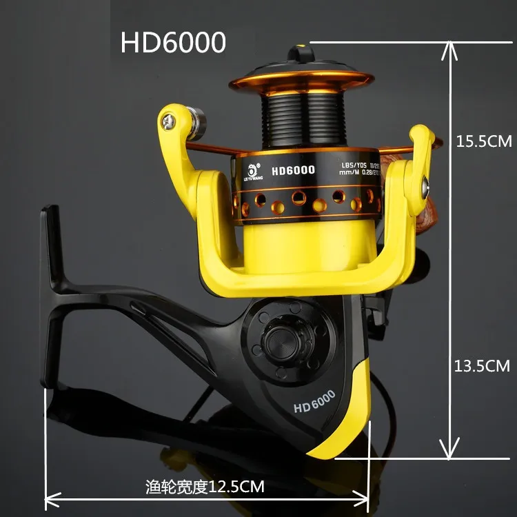 Hastighetsförhållande 5.2: 1 Metall Spinning Fishings Reel HD1000-7000 Spinning Reels Ocean Sea Boat Ice Fishing Tackle Aluminium Fishing 12 Axis K002