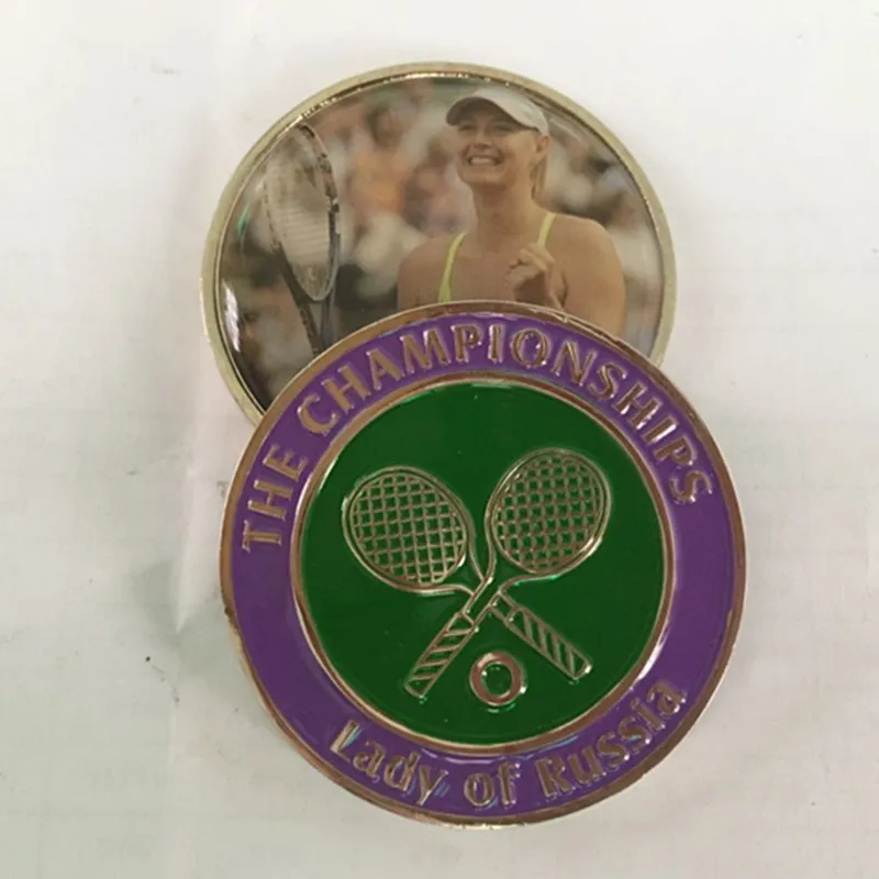 The famous Russia Tennis woman player Sharapova sport silver plated colored souvenir 40 mm coin