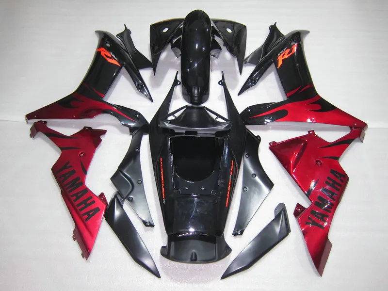 حقن مصبوب حار بيع طقم هدية ل yamaha yzf r1 2002 2003 النبيذ الأحمر الأسود fairings مجموعة YZF R1 02 03 OT48