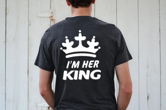 Couple Novelty Lover's T-shirt Creative Printed King Queen Letter Tops Men Women Crown O-neck Tees 2017 Summer