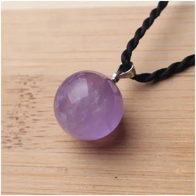 1 datorer Natural Amethyst Quartz Crystal Ball Pendant Necklace Healing Natural Stones and Minerals for Gift