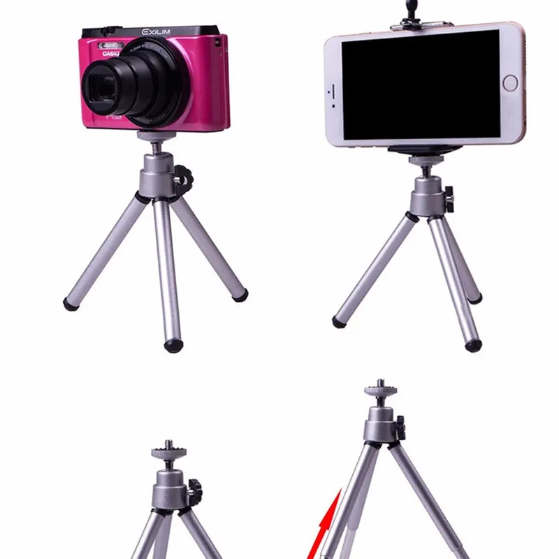 Lichtgewicht aluminium digitale camera-adapter statief beugel standhouder Mount Monopod met 360 graden stretch ondersteuning mobiele telefoon