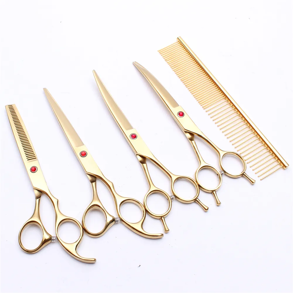 Suit 7" 440C Customized Logo Professional Hair Hairdressing Scissors Comb +Cutting Shears+Thinning Scissor +UP&Down Curved Shears C3002