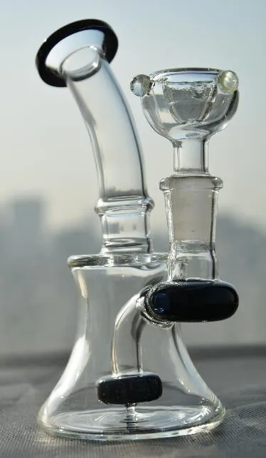 mini bongos de vidro plataformas de óleo bongos de vidro grosso junta masculina 14,5 MM borbulhador dab reciclar Cromático barato queimador de óleo de 16 cm