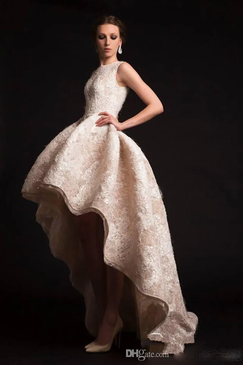 2018 New Krikor Jabotian Abendkleid Crew Ausschnitt Hilo Rüschen Prom Kleider Organza Applikationen Blumenkleid Style Form Ball Gow886255