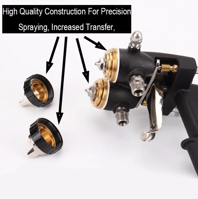 SAT1189 gratis verzending dubbele nozzle spuitpistool voor schilderij auto's zwaartekracht voeding naald hogedruk meubels spuitpistool