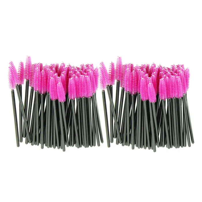 100 pcs/lot pinceau de maquillage jetable unique rose brosse à cils en Fiber synthétique applicateur de Mascara baguette brosse livraison directe