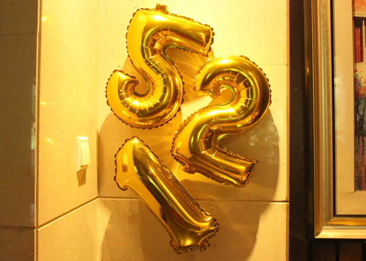 Numero d'oro da 16 pollici 0-9 Palloncini in foil Palloncini con cifre Festa di compleanno Decorazioni matrimoni Palloncini ad aria Decorazione feste eventi Forniture feste