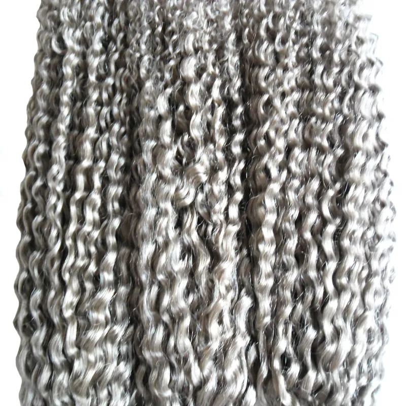 Brasiliana crespi capelli umani vergini ricci grigio tessuto crespo capelli non trasformati vergini estensioni dei capelli brasiliani grigio 300g 3 PZ