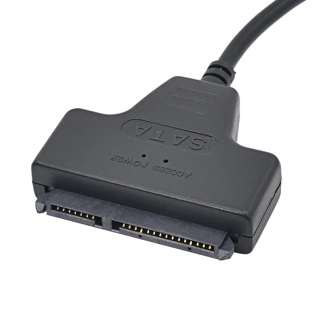 Dubbel USB 2.0 A till SATA 22PIN-kabel 2.5 Hårddiskdrivrutin HDD-adapterkontakt med nätkabel 