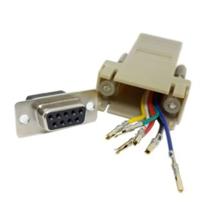 Buena calidad Whole / DB9 hembra a RJ45 hembra F F RS232 Adaptador modular Conector Convertidor Extender294x