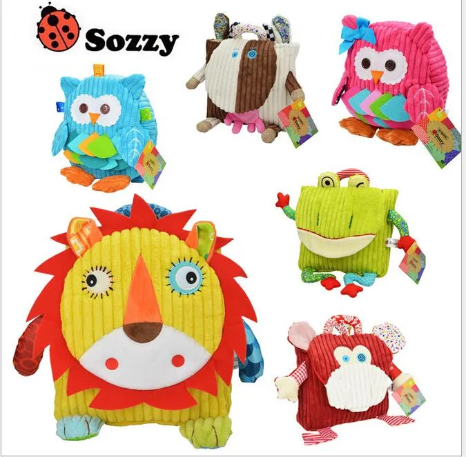 2016 25cm Children SOZZY School Bags Lovely Cartoon Animals Backpacks Baby Plush Shoulder Bag Schoolbag Toddler Snacks Book Bags Kids Gift