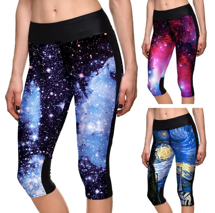 Good A++ New Star Digital Print Galaxy Purple Sexy Sexy Pants Yoga Sports Leggings LW046 Women's Leggings