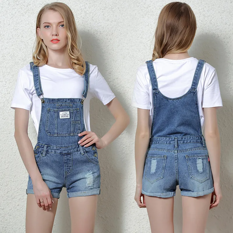 Großhandel - 2017 Frauen Combinaison Short Femme Playsuits Mode kurze Shorts Overall Denim Overalls Frauen P3599