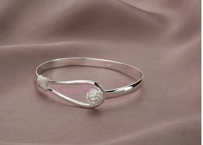 Hot charm bangle bracelet High quality 925 sterling silver rose flower dolphin style cuff bangles bracelets jewelry for women