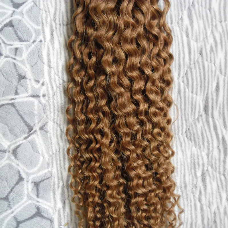 Мед блондинка монгольский афро кудрявый вьющиеся волосы плетение пучки 100 г Мед блондинка Non-Реми человеческих волос плетение