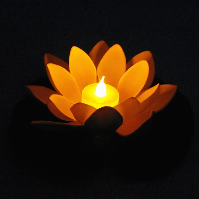 Бесплатная доставка искусственные светодиодные плавающей цветок лотоса свеча лампа с красочными изменены огни для свадьбы партии украшения поставки