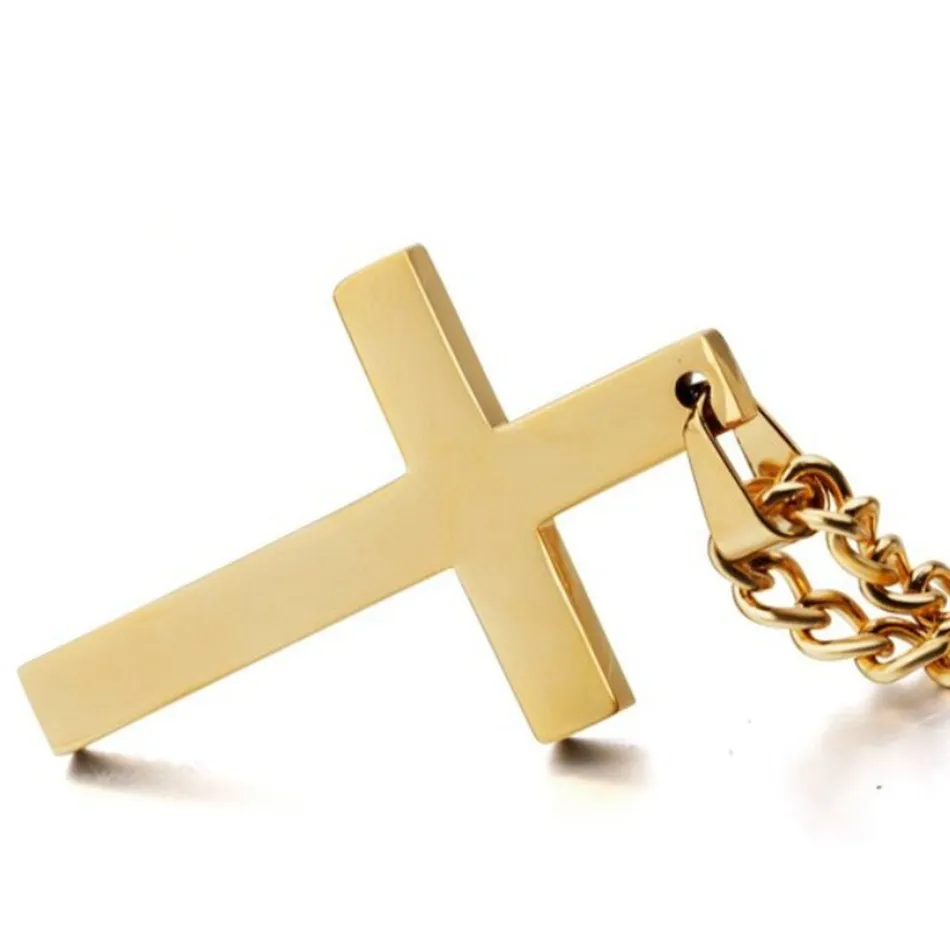 Fashion alloy Glossy Cross charm Pendant Chain Necklace for Men Women, 22-24 Inches 