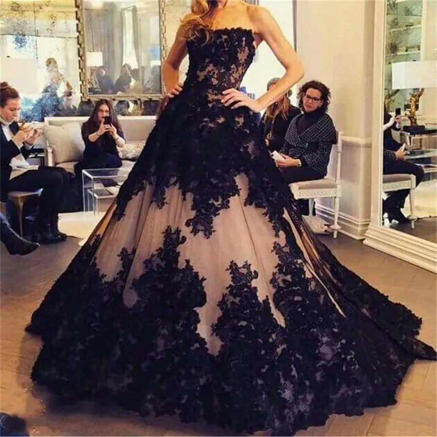 Black lace ball gown top
