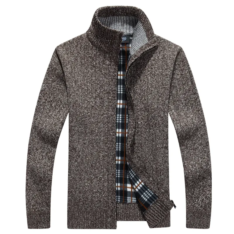 Novo cardigã masculino cardigans malhas com zíper suéteres quentes de lã com capuz moletom casual com capuz para outono inverno