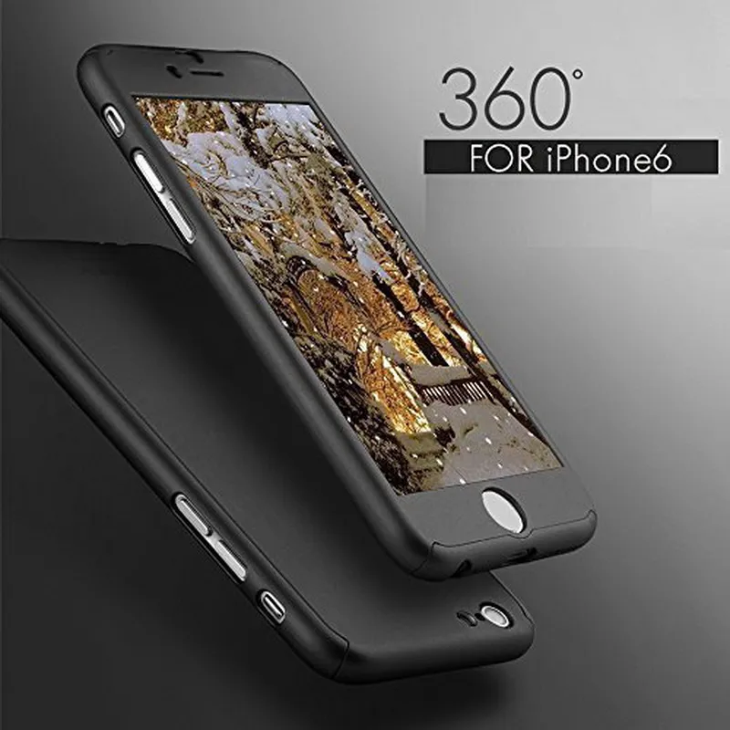 Luxury i6 i6S i7 Plus 360 Degree Full Coverage Case for iPhone 6 6S 7 Plus With Free Tempered Glass Protective Cover Capa coque