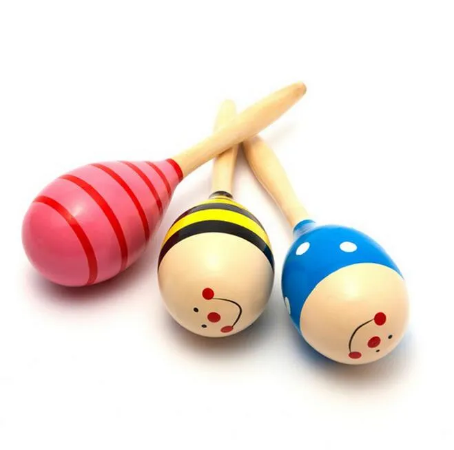 Coloré 11 cm Sable Marteau Hochet Infantile Mini Maracas En Bois classique bébé penché jouets éducatifs Bébé Shaker premiers jouets éducatifs