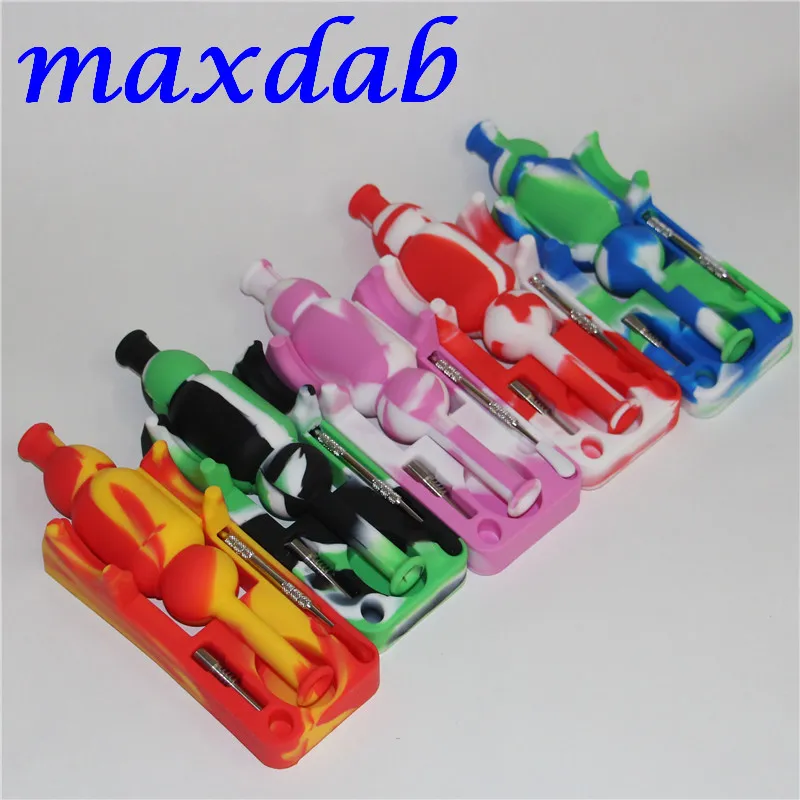 Hookah Silicone Nectar Bong Kit med 10mm foget Titanium Nail and Dabber Tool Mini Silicone Water Pipe Oil Rig